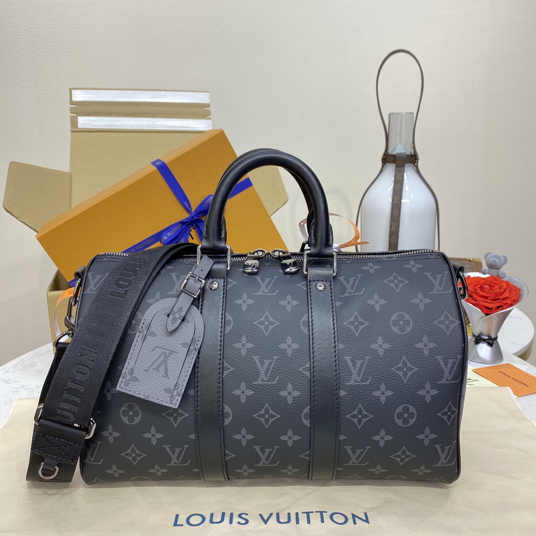 Bagsaaa LV M46655 Keepall Bandoulière 35 Monogram Eclipse coated canvas - 34cm