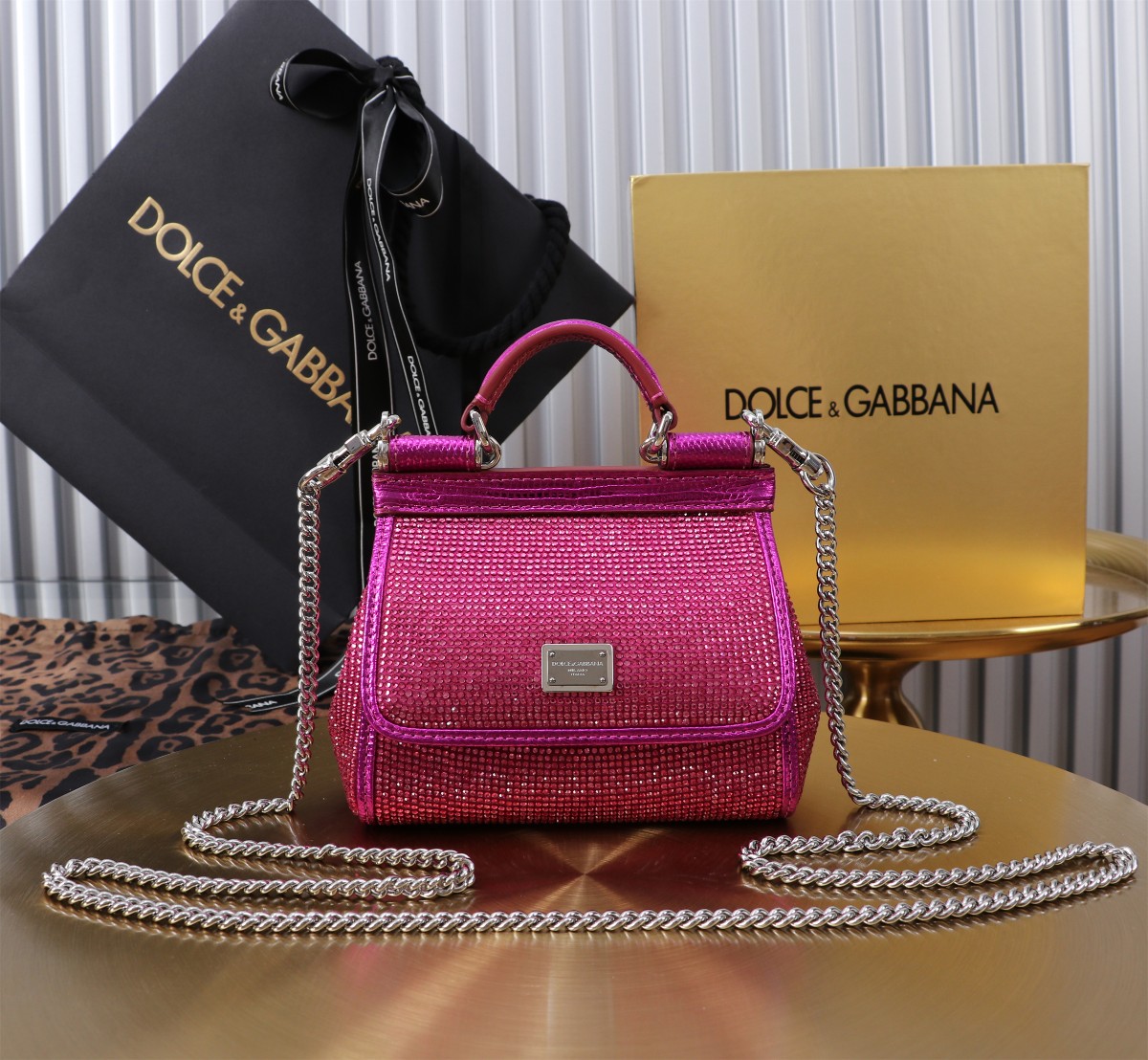 Bagsaaa Dolce & Gabbana mini Sicily satin top-handle bag pink - 16cm