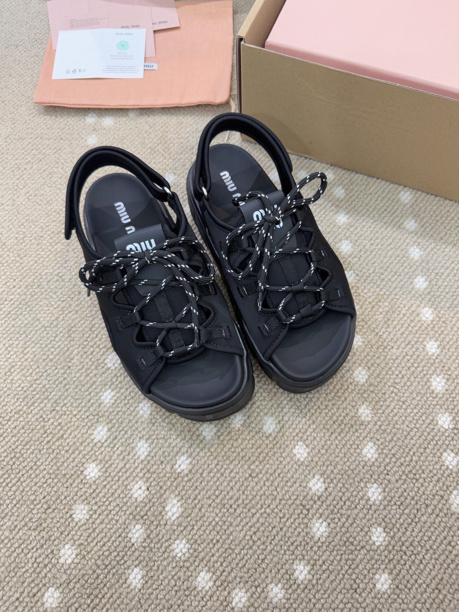 Bagsaaa Miu Miu Chunky neoprene sandals black