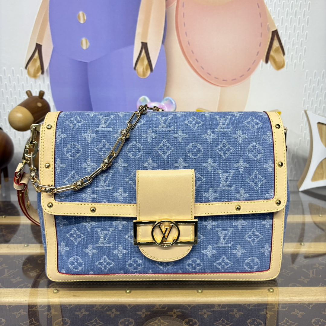 Bagsaaa LV M13319 Dauphine Soft GM Denim Blue - 28cm