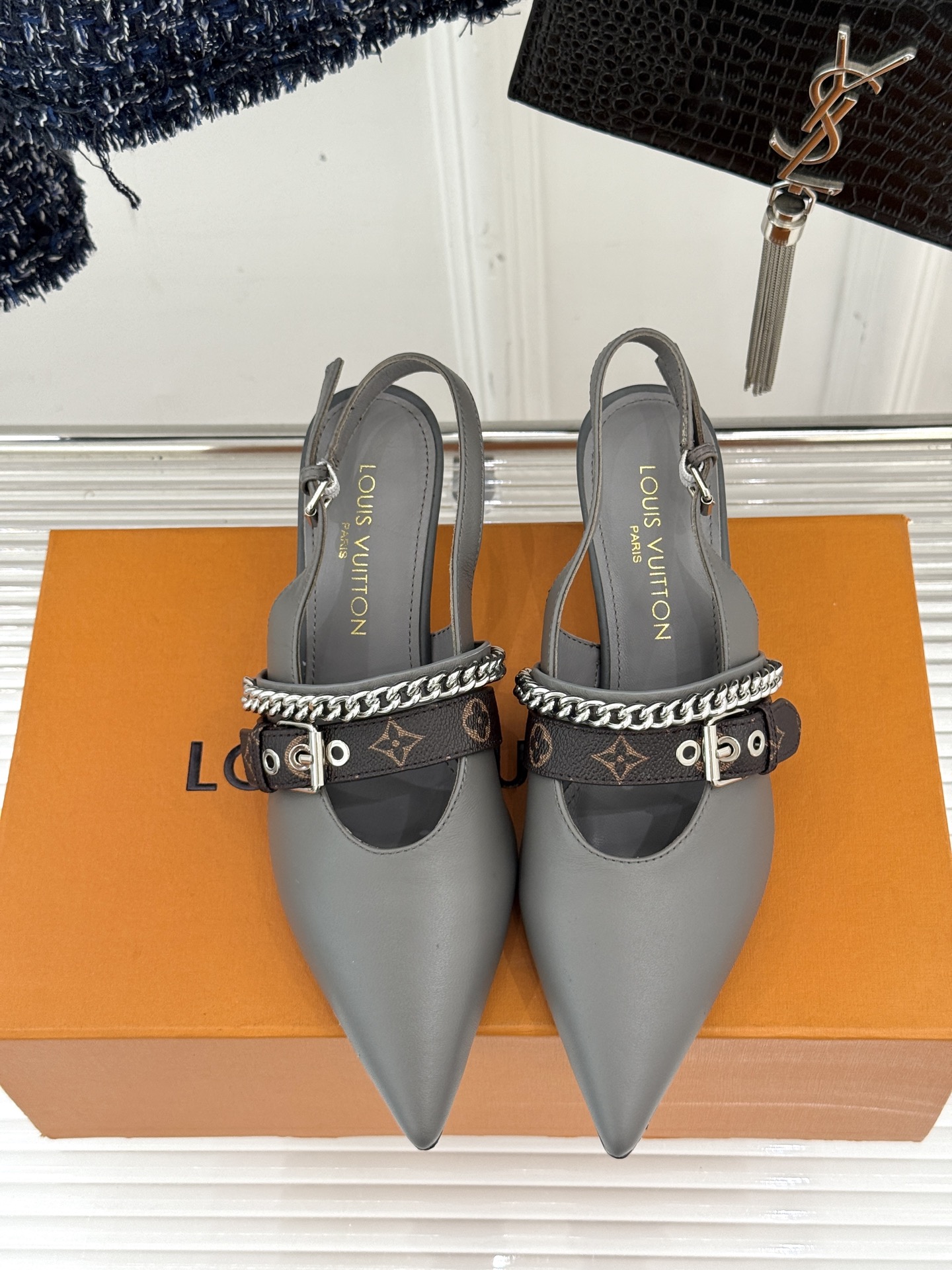 Bagsaaa LV Vibe Slingback Pump Gray 5.5cm