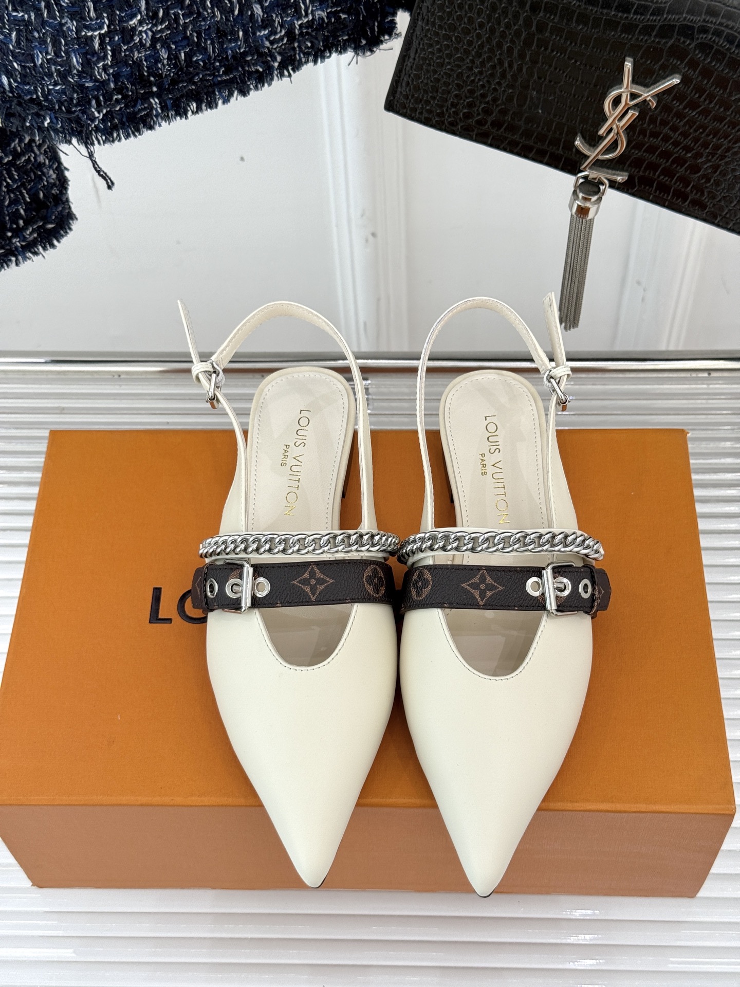 Bagsaaa LV Vibe Slingback Flat Ballerina Vanilla