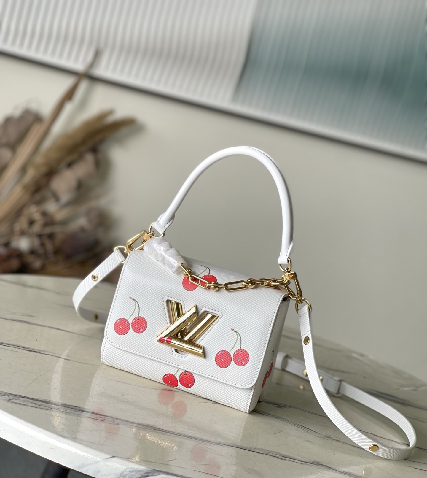 Bagsaaa LV M13239 LV x TM Twist PM Bag White & Cherry - 19cm