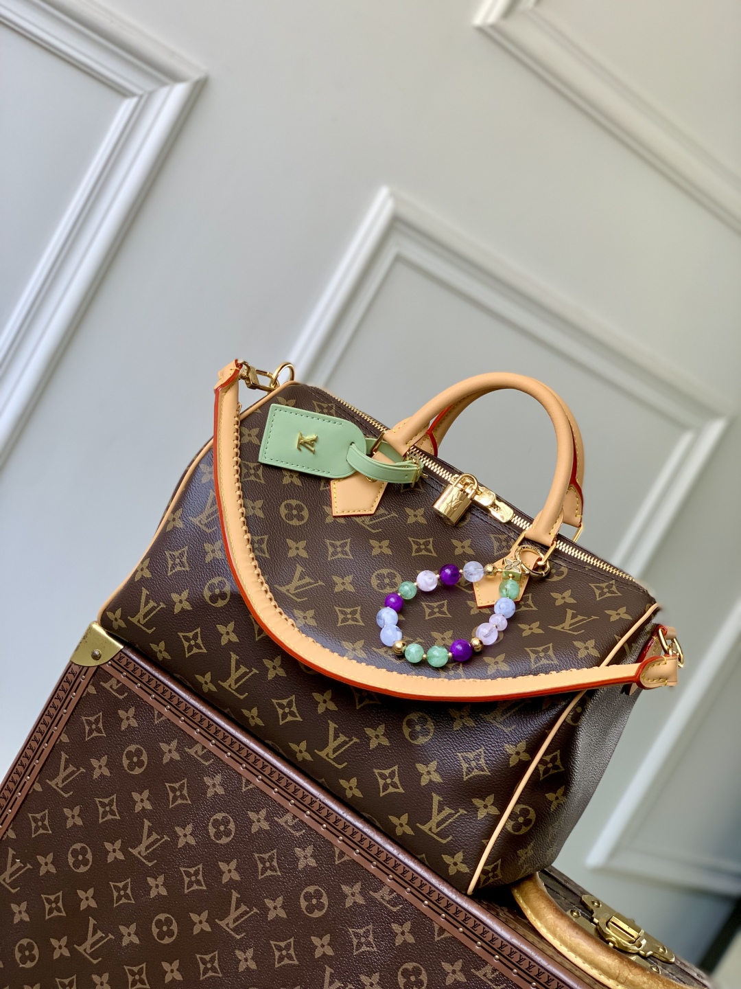 Bagsaaa LV M15107 Speedy Soft 30 Lucky Monogram/Green - 30cm