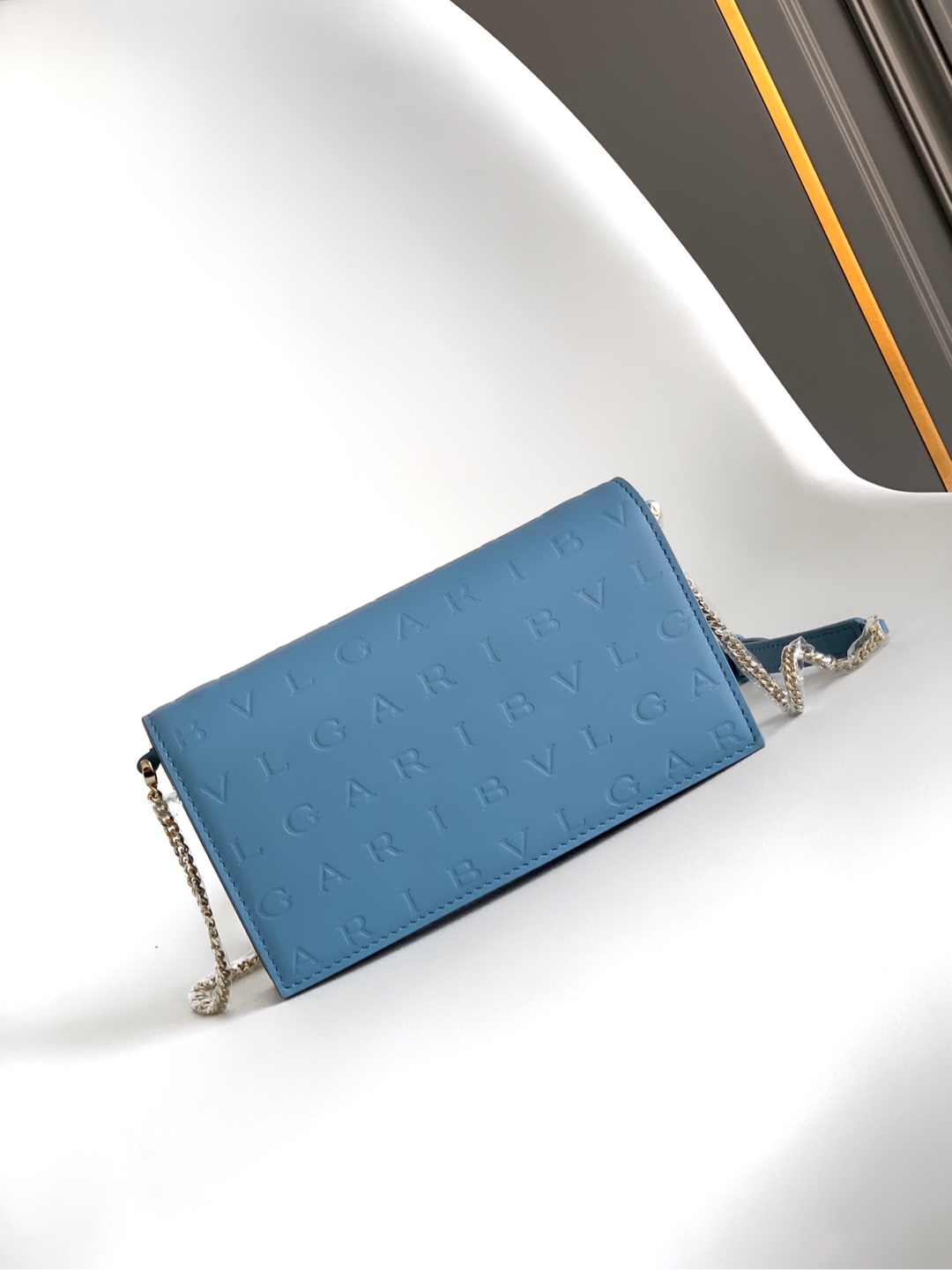 Bagsaaa Bulgari Blue Embossed Crossbody Bag - 19cm