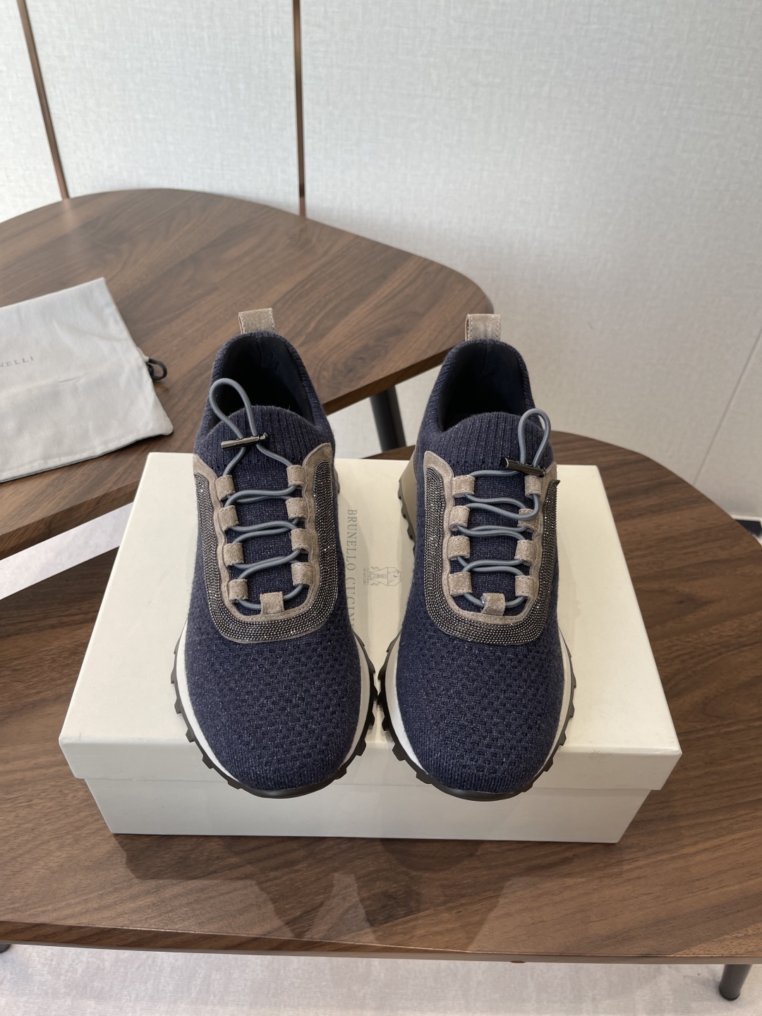 Bagsaaa Brunello Cucinelli Monili-detail runners navy blue