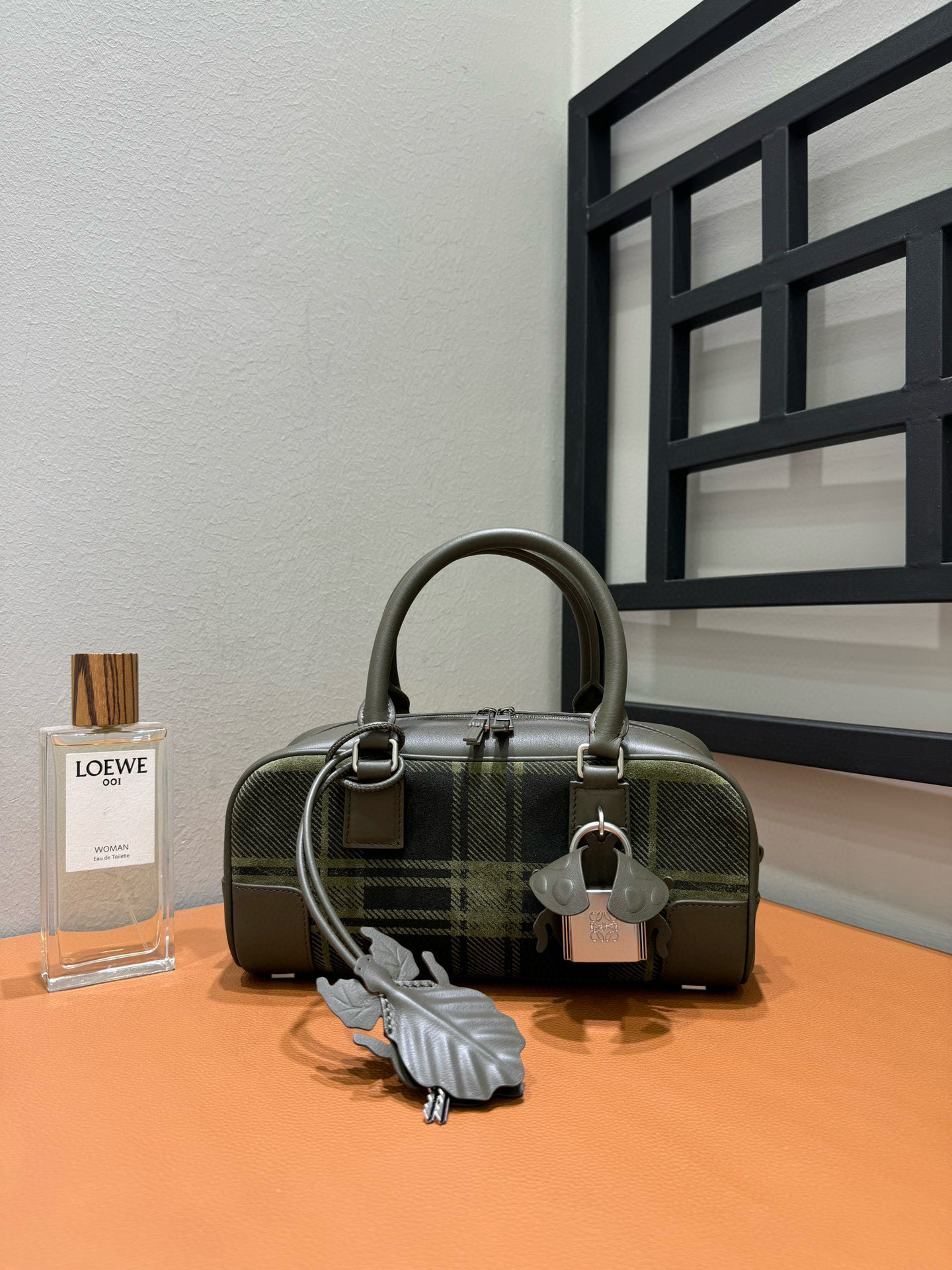 Bagsaaa Amazona 23 Cropped Bag in Tartan Suede and Napa Calfskin green - 23cm