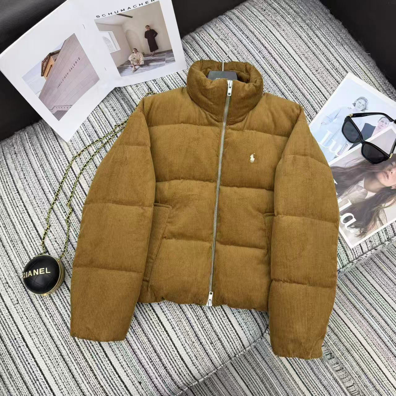 Bagsaaa Ralph Lauren Quilted Corduroy Down Jacket in light brown