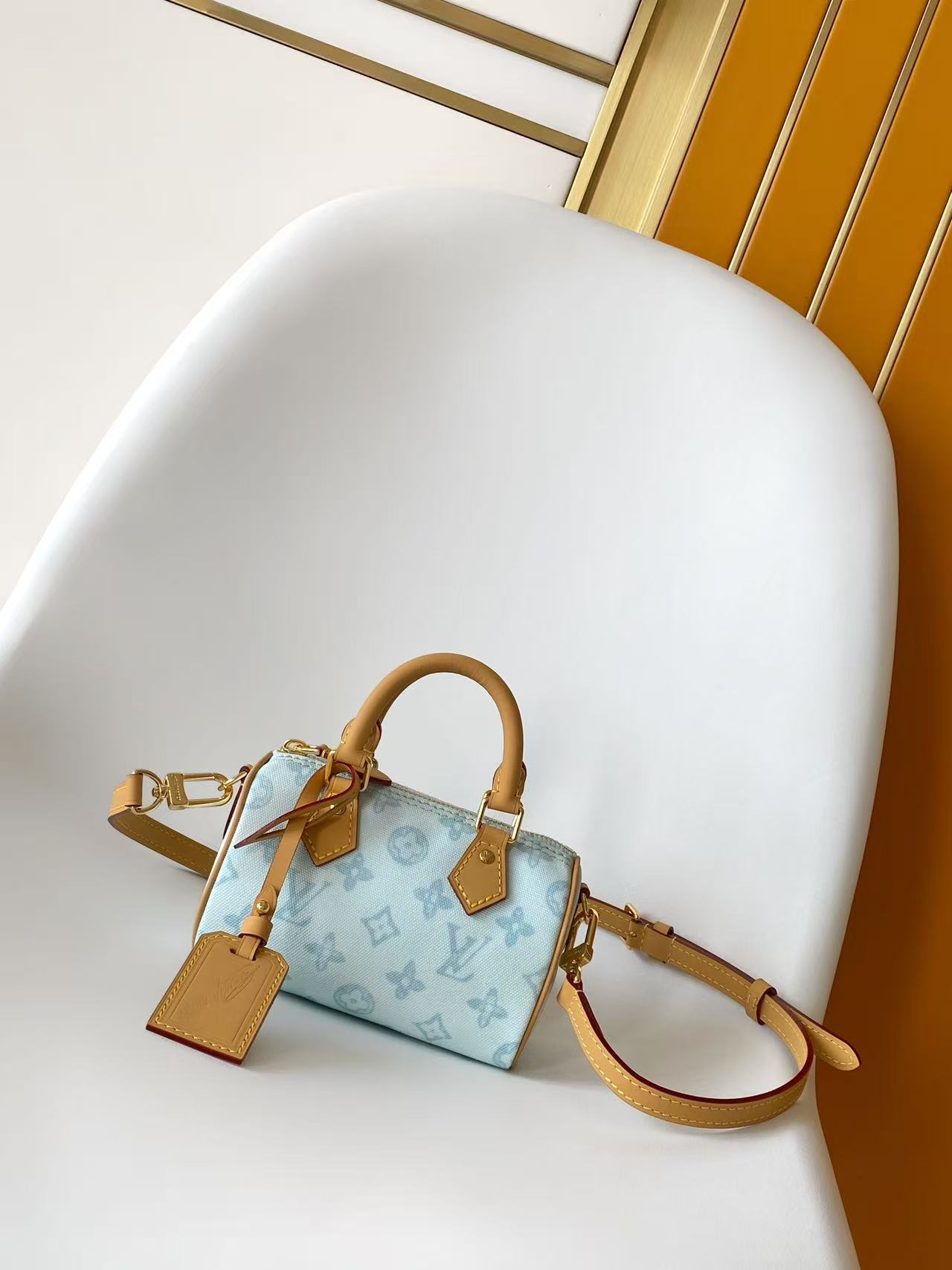 Bagsaaa LV M28323 Nano Speedy Monogram Origine Bleu Courrier - 16cm