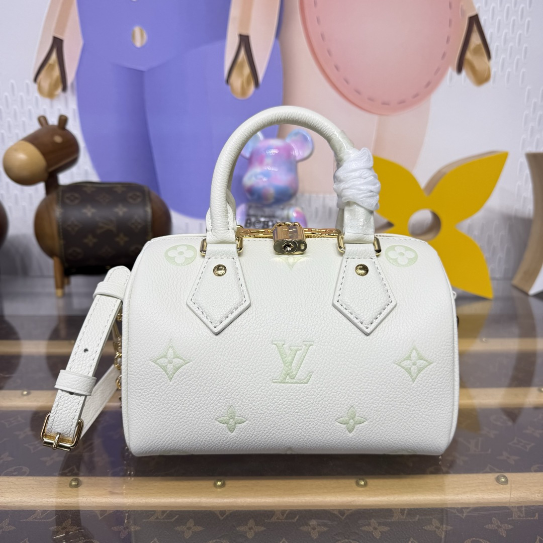 Bagsaaa LV M27572 Speedy Bandoulière 20 Milky White/Green - 20.5cm