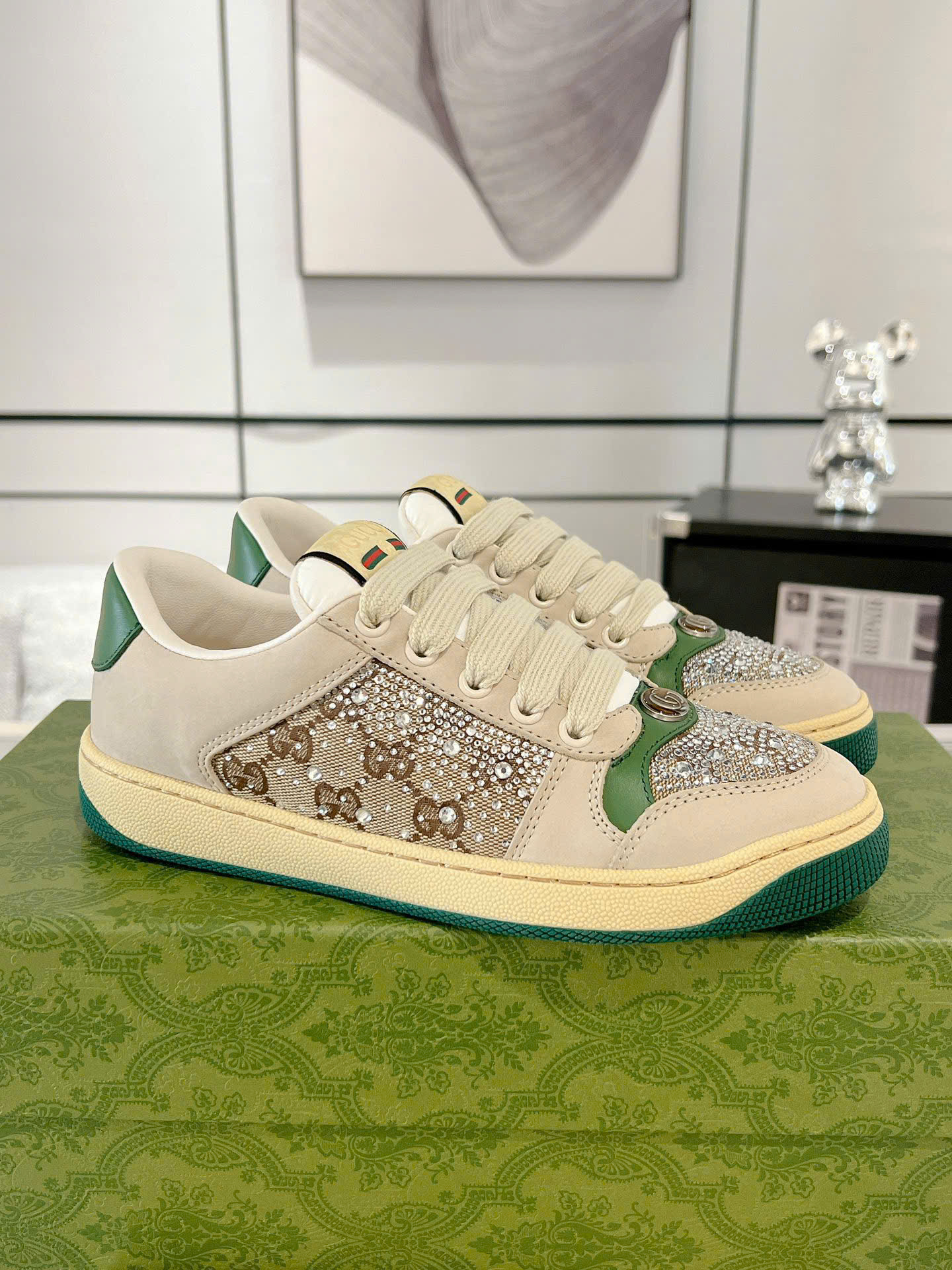 Bagsaaa GG crystal Screener sneaker green